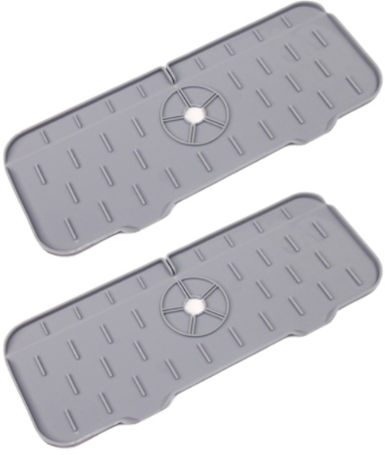 I&O 리빙공식 싱크대 실리콘 만능 물받이 패드 2개, 물받이 그레이 2개