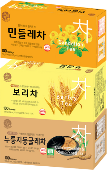 송원 우리차 누룽지둥굴레차 100T +보리차 100T +민들레차 100T, 1개