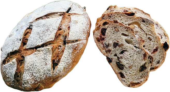 [복수구매 할인] 우리밀100% 호두 건포도 천연발효빵 Walnut and Raisin Sourdough, 450g, 1개