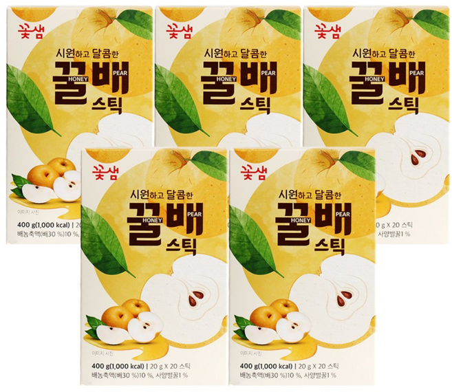 꽃샘 꿀배 스틱, 5개, 20개입, 20g