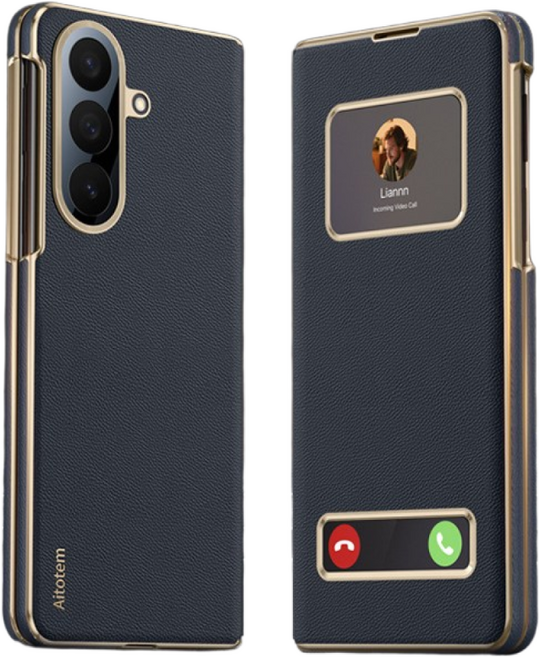 고급 비즈니스 풀커버 갤럭시 Z폴드7 케이스 힌지 액정 보호 뷰 커버 케이스 플립을 열지 않고 통화 가능