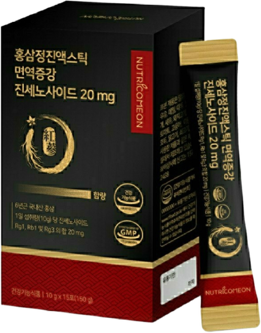 뉴트리커먼 국내산 100% 홍삼정 진액스틱 독보적인 함량 1포당 진세노사이드 20mg, 4개