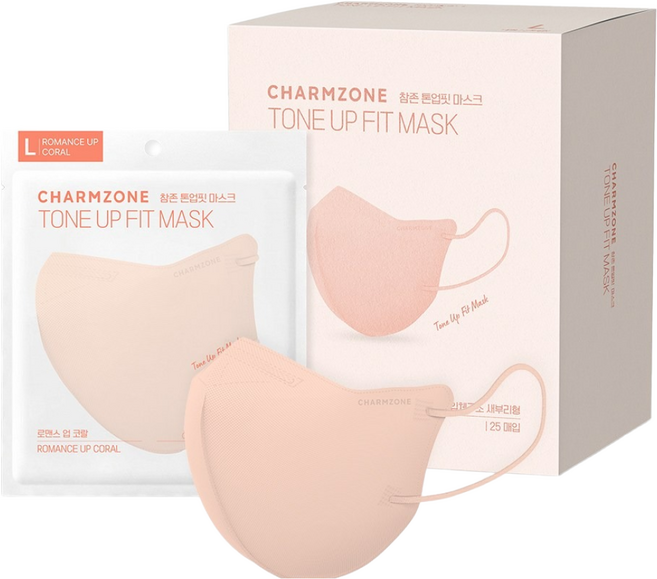참존 톤업핏 마스크 대형, 25개입, 1개, 로맨스업 코랄