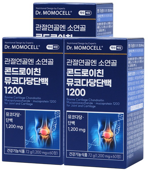 닥터모모셀 관절연골엔 소연골 뮤코다당단백 콘드로이친1200 60정 3박스 3개월분, 3개