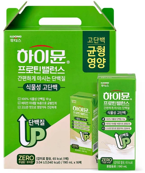 하이뮨 프로틴 밸런스 음료 식물성 고단백, 16개, 190ml - 쿠팡