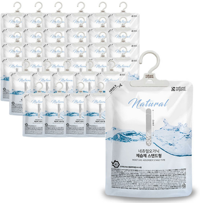 네츄럴오가닉 무향 스탠드형 제습제 150g 40개+전용 옷걸이 후크 40개, 40개
