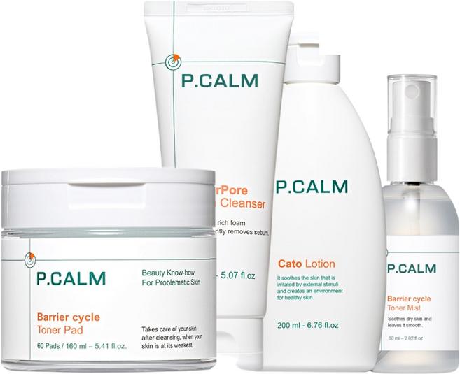 [본사정품] 피캄 언더포어 바테카 폼클렌징 150ml + 베리어 사이클 토너 패드 160ml + 카토 로션 200ml + 베리어 사이클 토너 미스트 60ml, 1세트