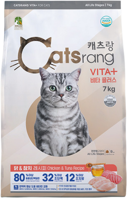 캐츠랑 전연령 고양이 건식사료, 닭+참치, 7kg, 1개