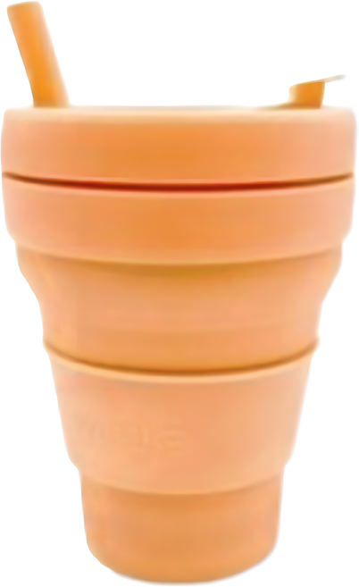 옵티머스 접이식 휴대용 실리콘 텀블러+빨대세트, 1개, 475ml, 코랄