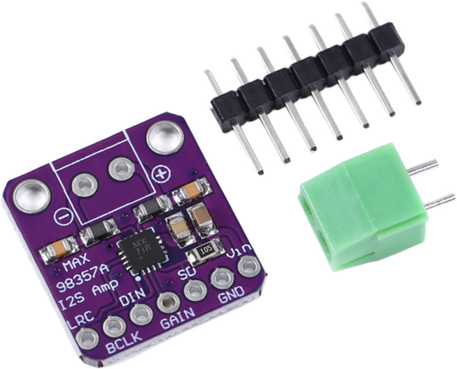 오디오 앰프 모듈 클래스-D 3W I2S MAX98357A ESP32 아두이노 라즈베리파이 지원, 1개