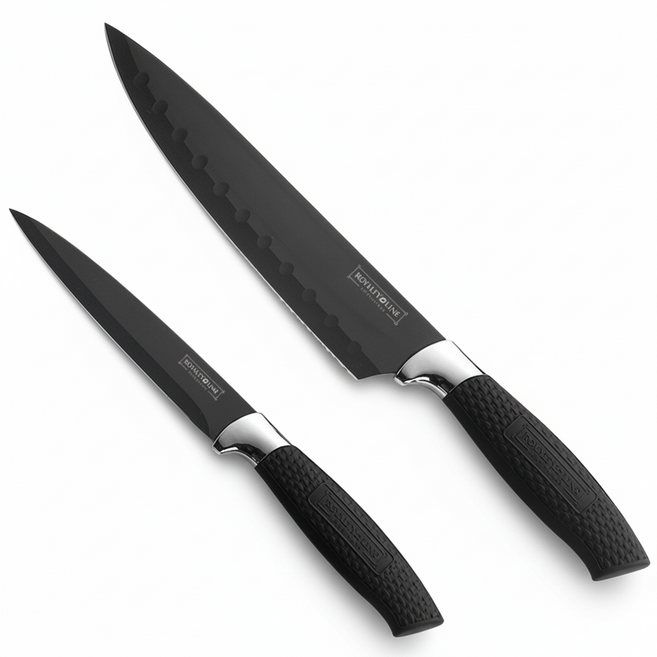 로얄티라인 스위스 2종 식도 + 과도 주방 칼 세트, 블랙, 1개