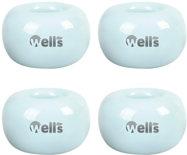 웰스 스탠드형 세라믹 칫솔꽂이 4개, 스카이블루