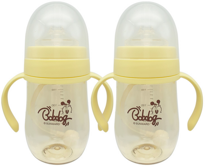 밥독 국내 제조 유아용 PPSU 스마트 빨대컵 트윈팩, 180ml, 1세트, 레몬 + 레몬
