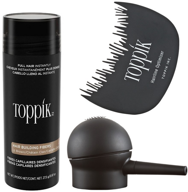 TOPPIK 토픽 흑채 27.5g+에어펌프+옵티마이저 천연양모케라틴 증모제 새치커버 에어쿠션, 밝은갈색, 1개
