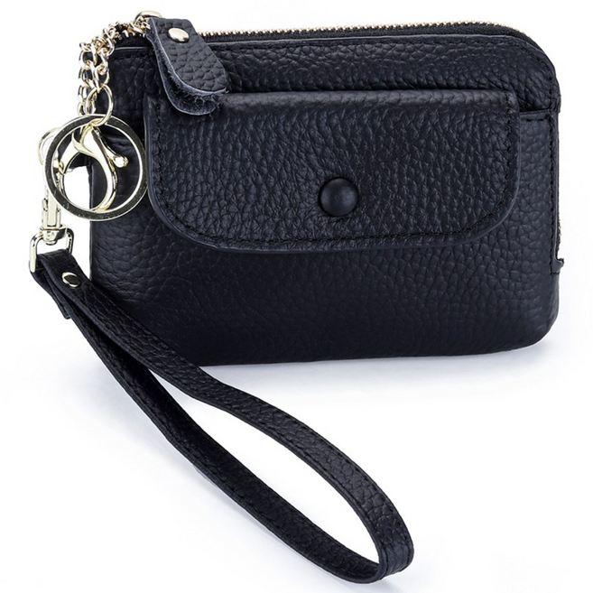 비앤씨 프리미엄 리치 소가죽 동전 카드 스트랩 지갑 파우치 키링