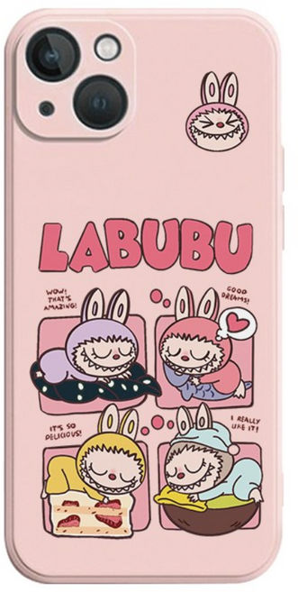 Labubu 달콤한 꿈을 꾸는 라부부 핑크 풀커버 아이폰 갤럭시 폰케이스