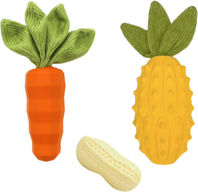 리엔떼 대형견 초강력 파인애플 + 당근 삑삑이 SET, 1세트, 주황당근+파인애플