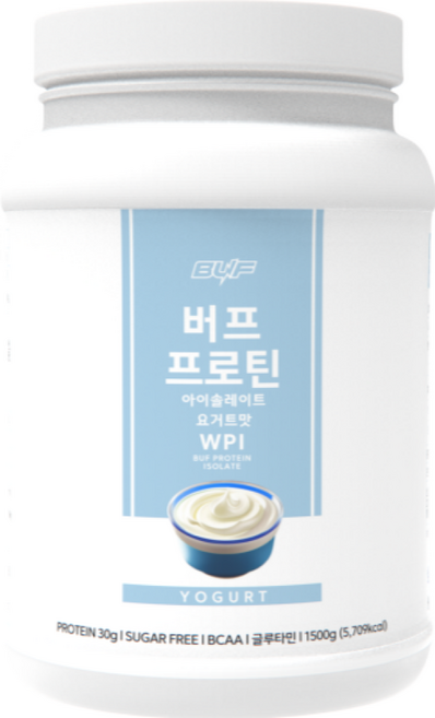 버프 프로틴 아이솔레이트 WPI 100% 유청 단백질 파우더 헬스 보충제 파우더 요거트 맛, 1개, 1.5kg