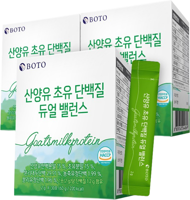 보뚜 산양유 초유 단백질 듀얼 밸런스 30p, 60g, 3개