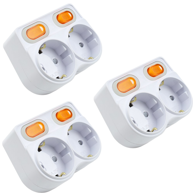 IT 멀티탭 2구 탭 스위치 L자형 멀티탭 콘센트 (3P), 화이트+주황, 1세트, 9cm