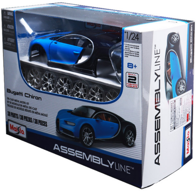 마이스토 조립 1:24 부가티 시론 블루 DIY 자동차만들기 다이캐스트모형, 1개