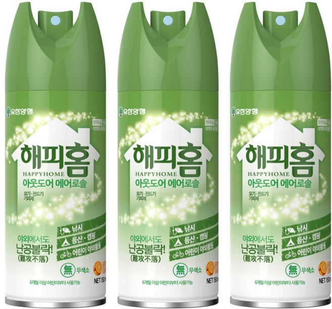 해피홈 아웃도어 에어로솔, 150ml, 3개