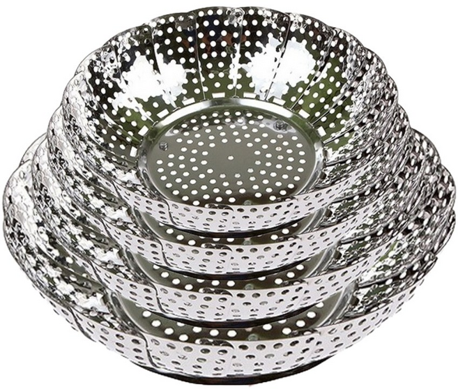 가오스 [국내생산] 430 스테인리스 스텐찜기 스텐레스 삼발이 바구니형, 1개, 대 28.5 x 17.5cm