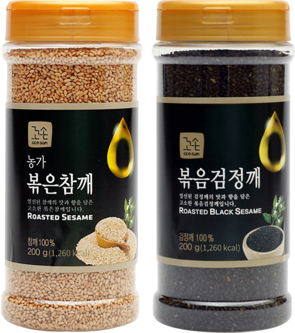 청양식품 꼬손 볶은참깨 200g + 볶음검정깨, 2통