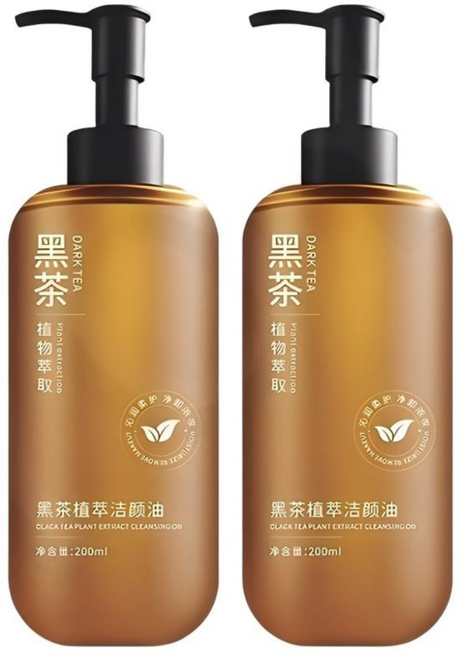 黑茶植萃卸妝油200ml*2 溫和快速卸妝 眼唇臉三合一 清爽不油膩, 2件, 黑茶卸妝油*2瓶送洗臉巾一包, 200ml