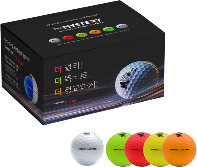 미스테리골프 M2 Line 2Pc 2피스 골프공, 1세트, 60개입, 유광 화이트