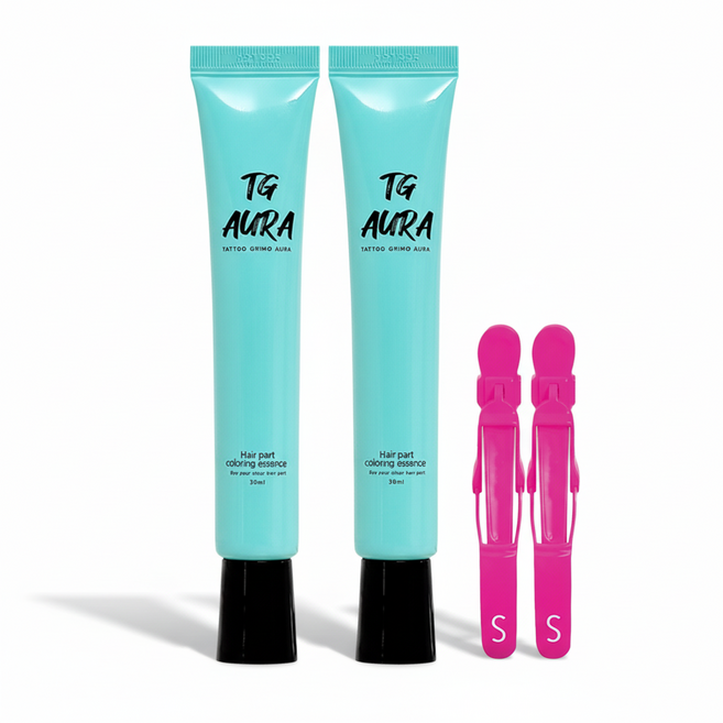 [공식판매처] 스킨어게인 타투그리모+아우라 헤어핀 패키지 (전용구성) 두피 정수리 가르마커버 염색효과 물들임 SA-TA01GHP01, 흑갈색+헤어핀 패키지, 2개