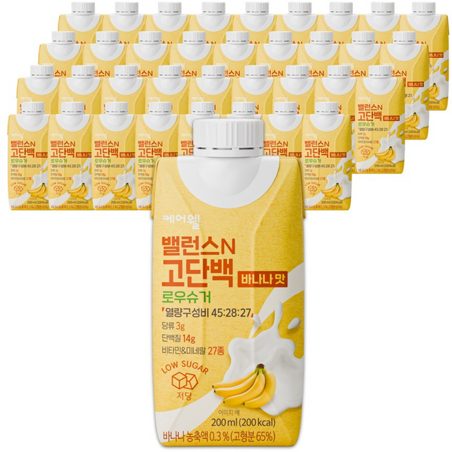 케어웰 밸런스N 고단백 바나나맛 로우슈거, 200ml, 36개