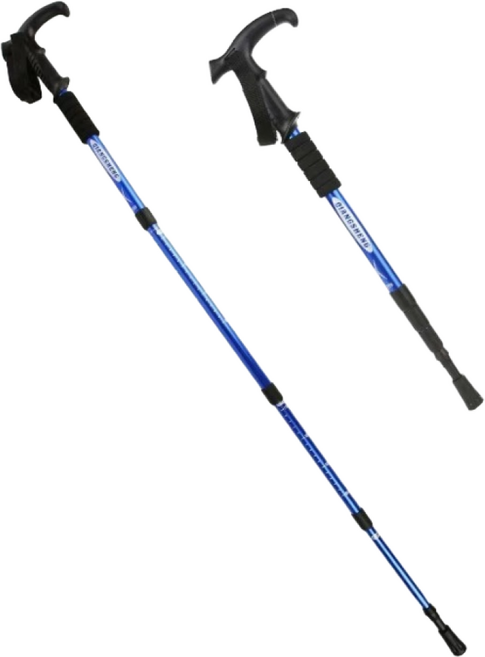 뉴빛클라스 초경량 두랄루민 T형등산 스틱 길이조절 안티쇼크 하이킹 트래킹 폴, T형불루, 2개