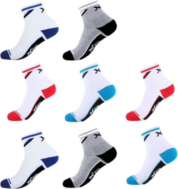 엑스피디 남성용 빅터 스포츠양말 8족, 레드, 블루, 남청, 그레이 8p, 1세트