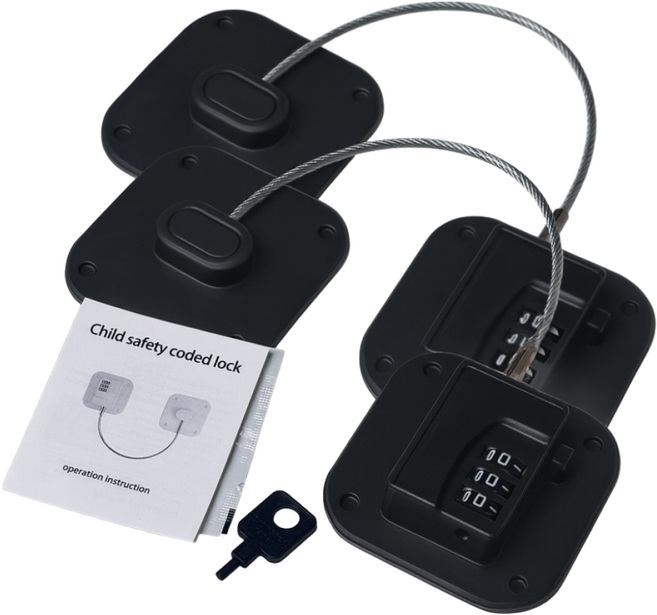 더조흔 사각 무타공 다용도 비밀번호 잠금장치, 블랙, 2개
