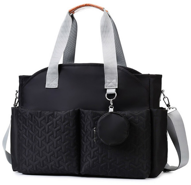 기저귀가방 가벼운 방수 아기 맘백 육아 대용량 초경량 크로스백, 블랙