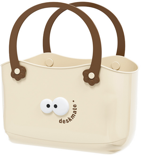 귀여운 다용도 물빠짐 목욕 바구니, 크림화이트