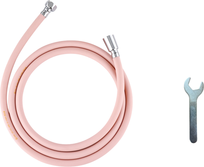 바스럽 국산 파스텔톤 PVC 샤워호스 샤워기호스 + 스패너 [물때 X 꼬임 X 냄새 X], 3m, 핑크