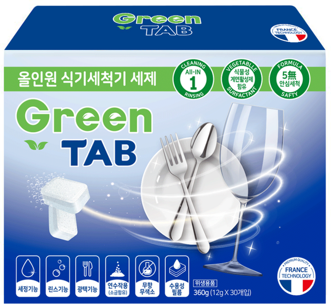 자우버 그린탭 올인원 식기세척기 전용세제, 360g, 1개