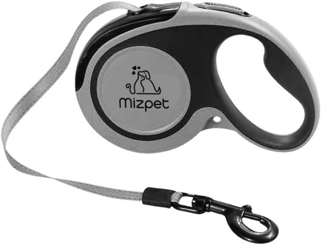 미즈펫 원터치 강아지 자동 리드줄 5m, 그레이, 1개