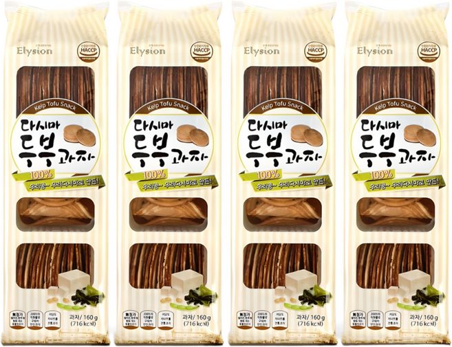 다시마 두부과자 160g ( 국내산 대두 톳 다시마 함유 ) 저칼로리, 4개