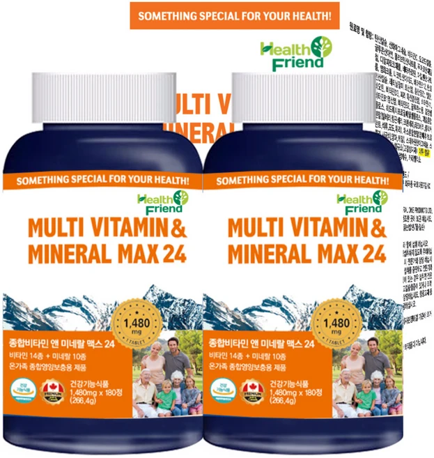 헬스프랜드 캐나다 종합비타민 앤 미네랄 맥스 주원료 24종 12개월분, 180정, 2개 - 쿠팡