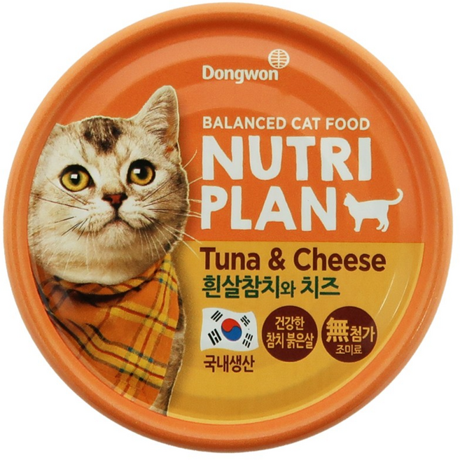 동원뉴트리플랜 고양이 간식 습식캔, 혼합맛(흰살참치/치즈), 160g, 12개