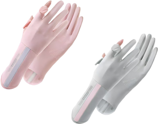 미블룸 여성 논슬립 운전 스포츠 장갑 다용도 자외선차단장갑 1+1 세트, 핑크+그레이, 1개