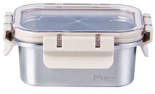 PN풍년 피엔락 스텐 직사각 밀폐용기 반찬통 400ml 전자레인지 식기세척기 사용가능, 1개