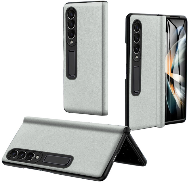 YINUO 갤럭시 Z폴드4 360도 강화유리 풀커버 비건 레더 케이스 적용