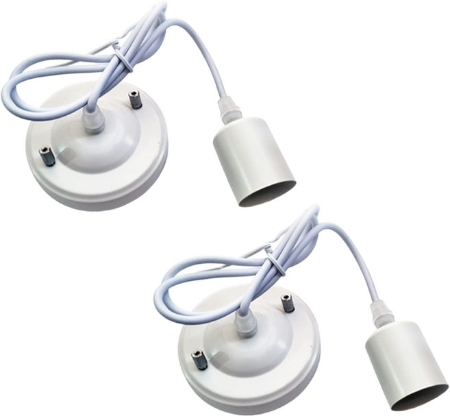 3M 1등 팬던트등 식탁등 심플 기본소켓 팬던트 후렌치형 줄조명 E26 길이조절가능, 화이트, 2개