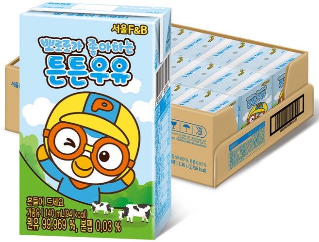 서울에프엔비 뽀로로가 좋아하는 튼튼우유, 140ml, 24개