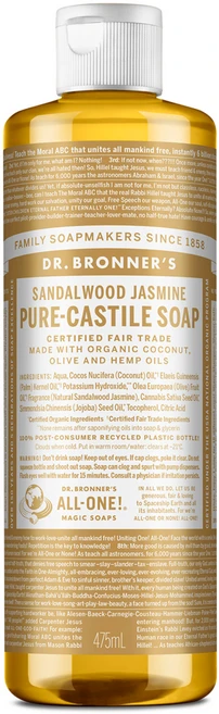 닥터브로너스 샌달우드 자스민 페이스 앤 바디 퓨어 캐스틸 솝 바디워시, 475ml, 1개 - 쿠팡