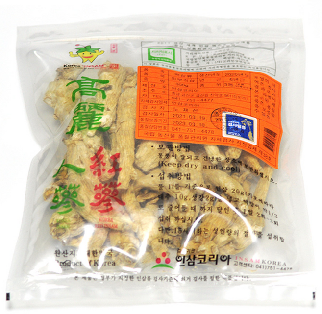 피부직삼 6년근 3등 중편, 1개